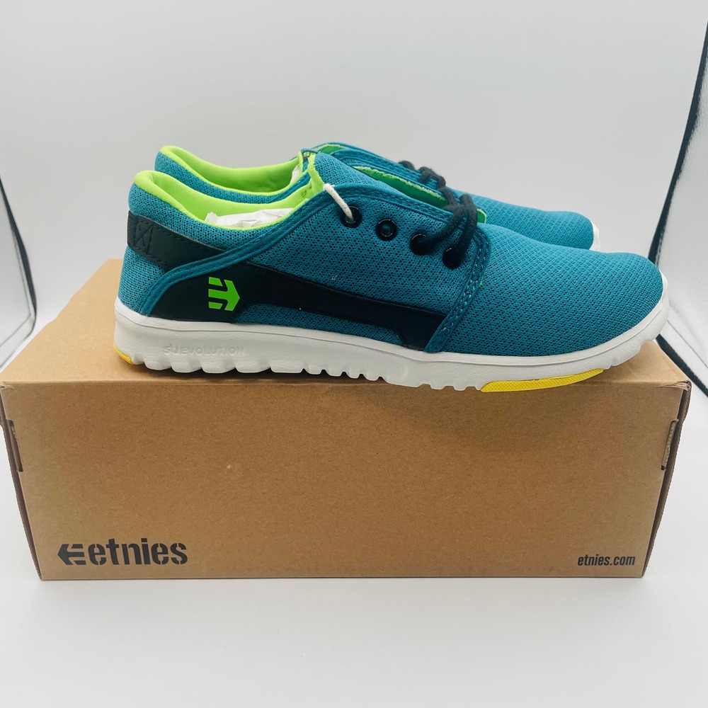 Etnies Scout Teal Black Mesh Lightweight Skate Shoes‎ Mens 7 Womens 8.5 Skater